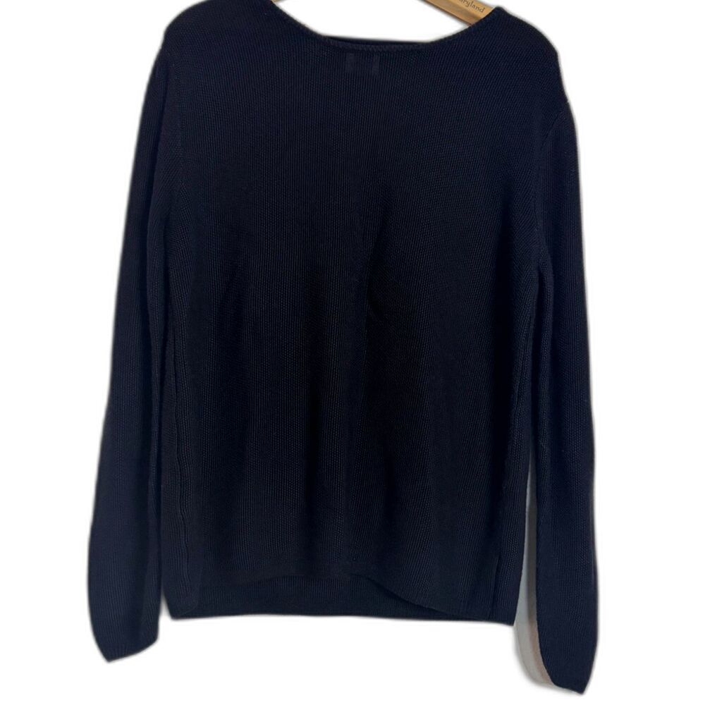 Chico’s Black 100% Rayon Heavy Knit Sweater Women’s Pullover Boat Neck 2